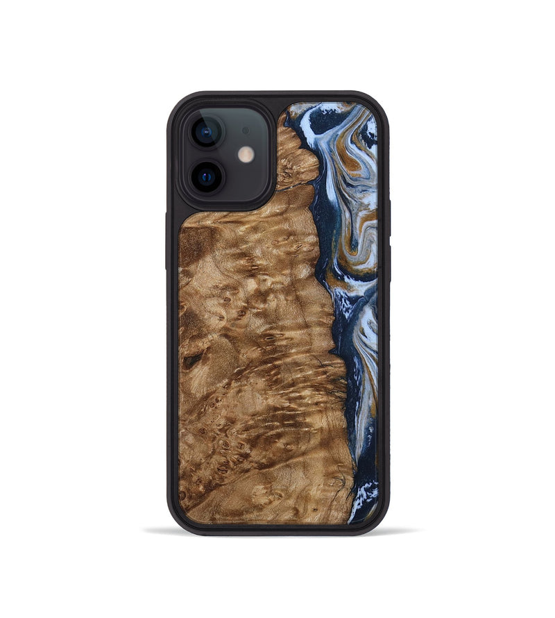 iPhone 12 mini Wood Phone Case - Janeen (Teal & Gold, 794483)
