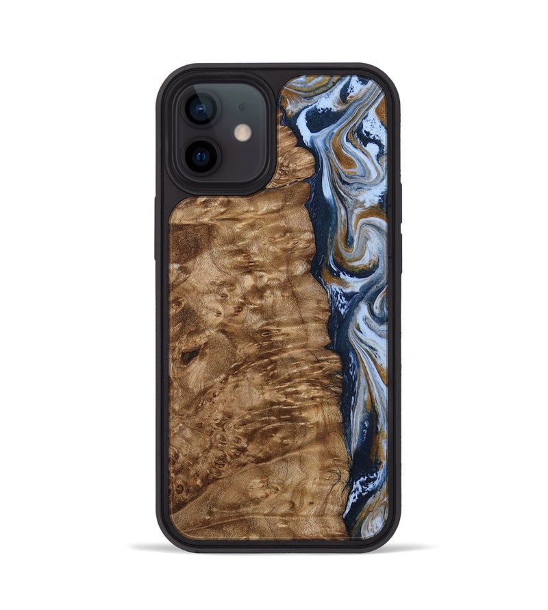 iPhone 12 Wood Phone Case - Janeen (Teal & Gold, 794483)