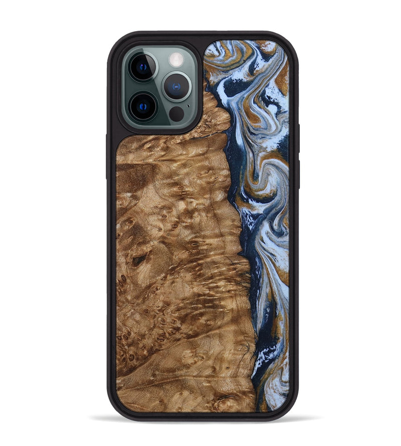 iPhone 12 Pro Max Wood Phone Case - Janeen (Teal & Gold, 794483)