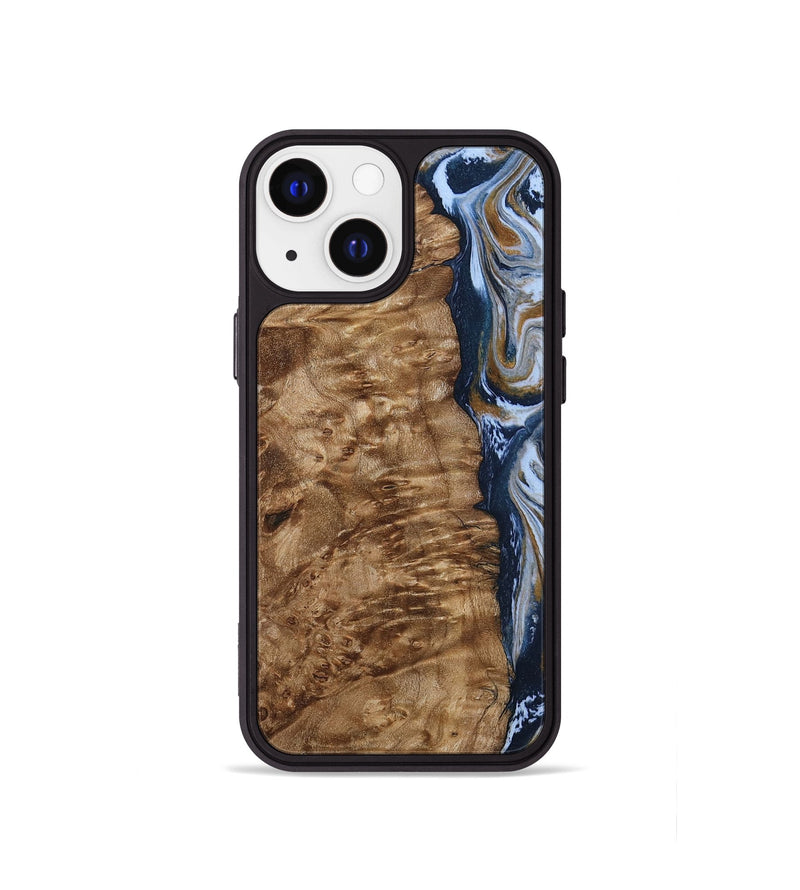 iPhone 13 mini Wood Phone Case - Janeen (Teal & Gold, 794483)