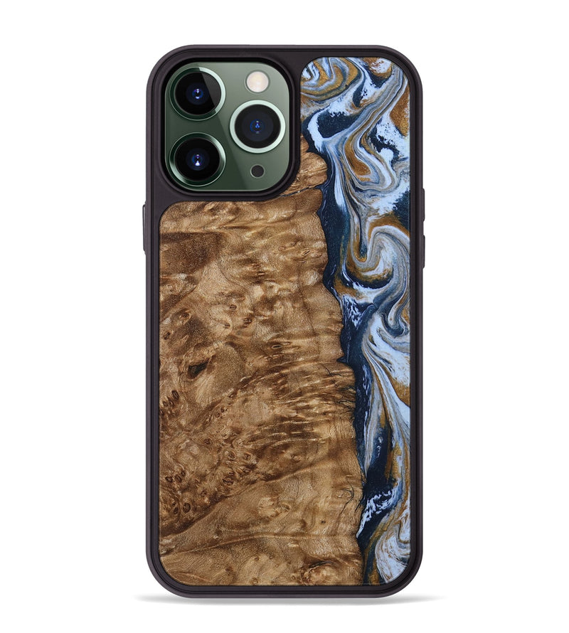iPhone 13 Pro Max Wood Phone Case - Janeen (Teal & Gold, 794483)