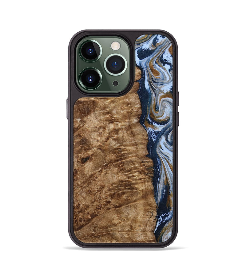 iPhone 13 Pro Wood Phone Case - Janeen (Teal & Gold, 794483)