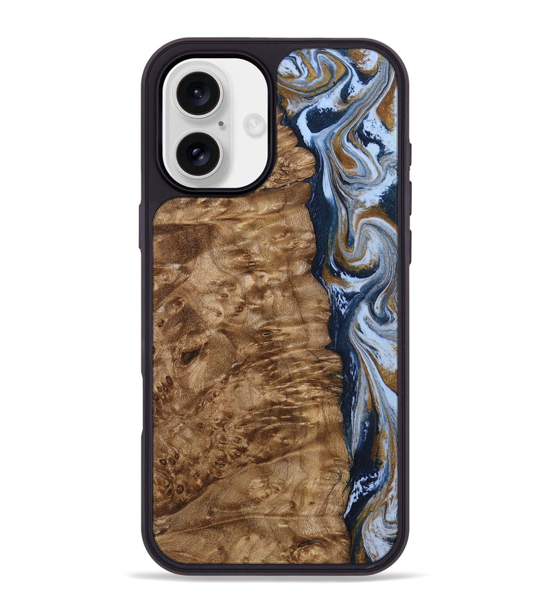 iPhone 16 Plus Wood Phone Case - Janeen (Teal & Gold, 794483)