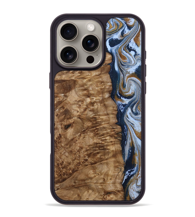iPhone 16 Pro Max Wood Phone Case - Janeen (Teal & Gold, 794483)