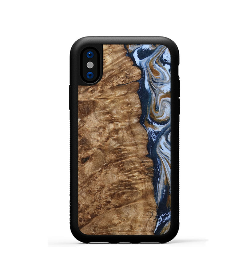 iPhone Xs Wood Phone Case - Janeen (Teal & Gold, 794483)