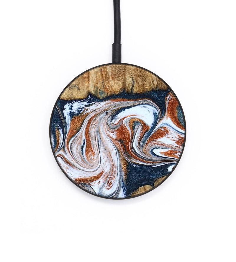 Circle Wood Wireless Charger - Freida (Teal & Gold, 794486)