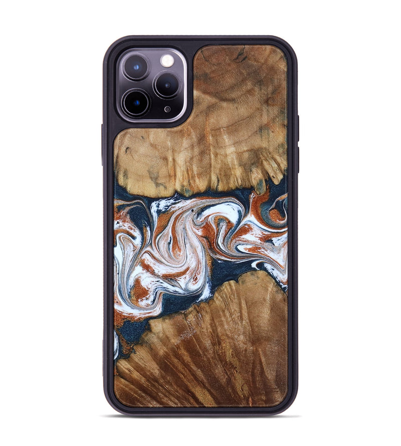 iPhone 11 Pro Max Wood Phone Case - Freida (Teal & Gold, 794486)