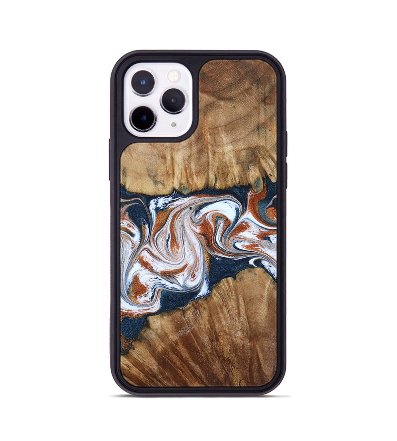 iPhone 11 Pro Wood Phone Case - Freida (Teal & Gold, 794486)