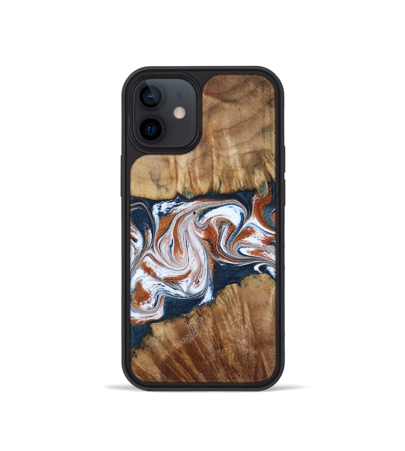 iPhone 12 mini Wood Phone Case - Freida (Teal & Gold, 794486)