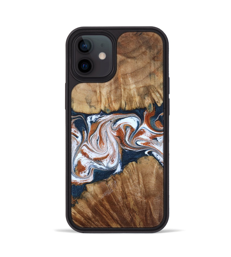 iPhone 12 Wood Phone Case - Freida (Teal & Gold, 794486)