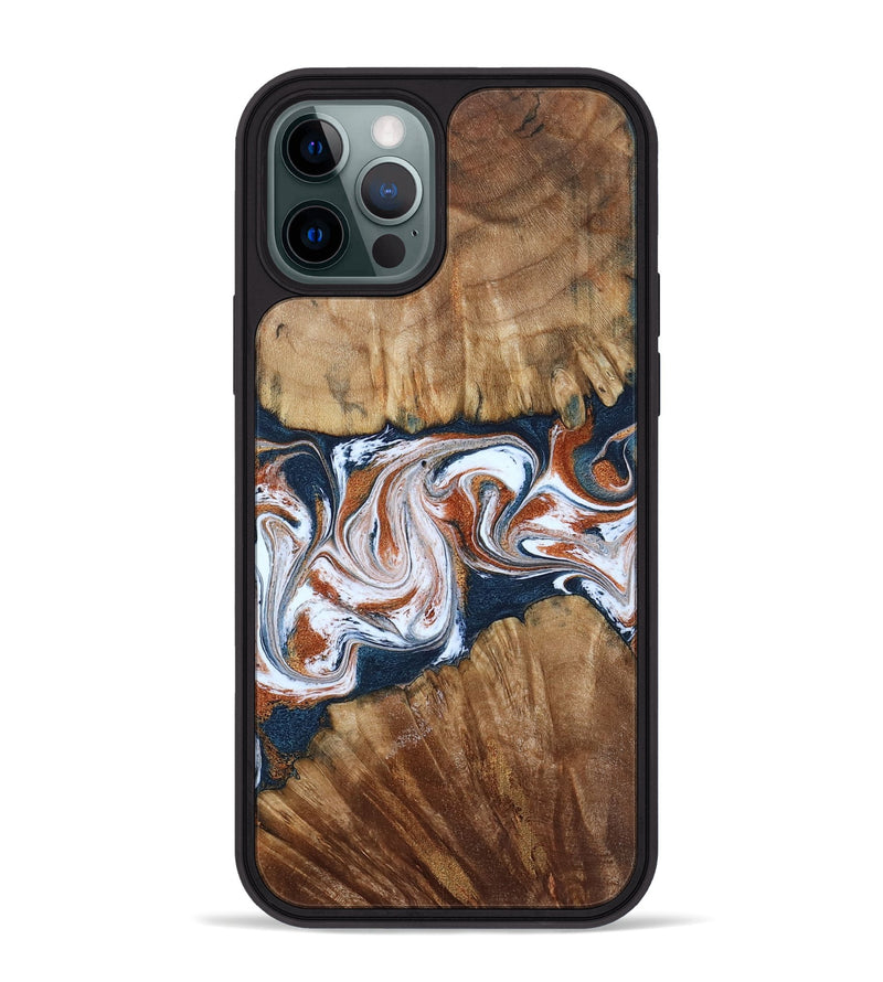 iPhone 12 Pro Max Wood Phone Case - Freida (Teal & Gold, 794486)