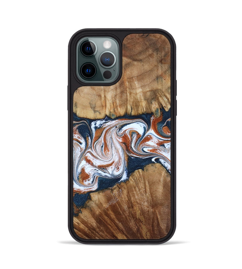 iPhone 12 Pro Wood Phone Case - Freida (Teal & Gold, 794486)