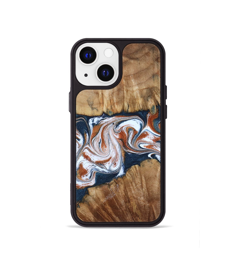 iPhone 13 mini Wood Phone Case - Freida (Teal & Gold, 794486)