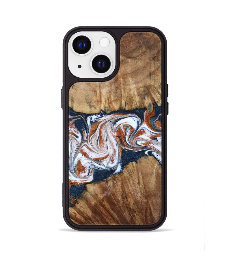 iPhone 13 Wood Phone Case - Freida (Teal & Gold, 794486)