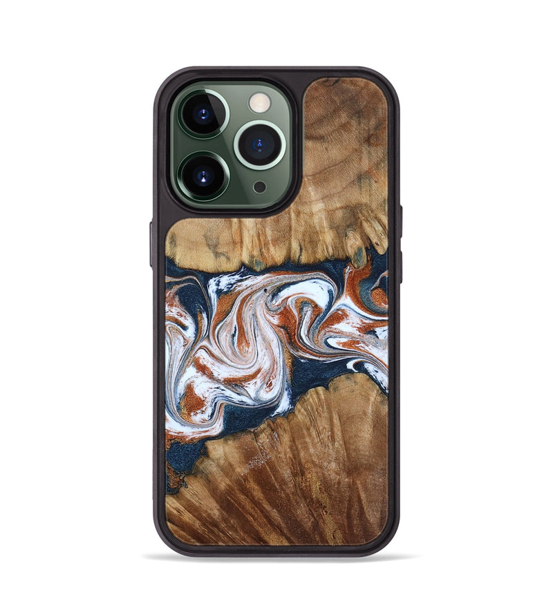 iPhone 13 Pro Wood Phone Case - Freida (Teal & Gold, 794486)