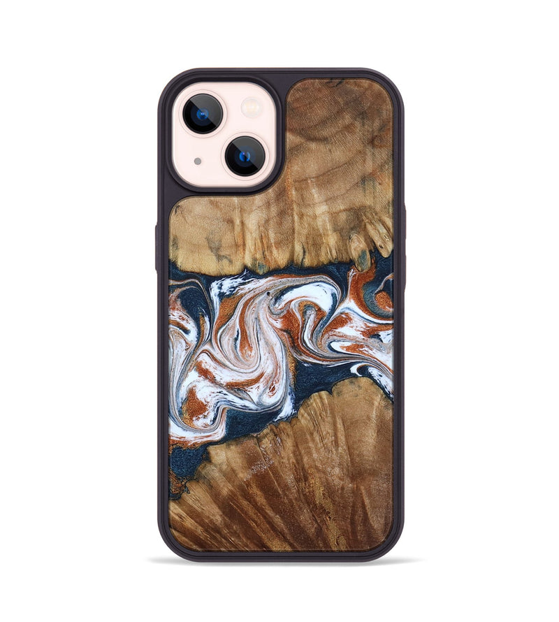 iPhone 14 Wood Phone Case - Freida (Teal & Gold, 794486)