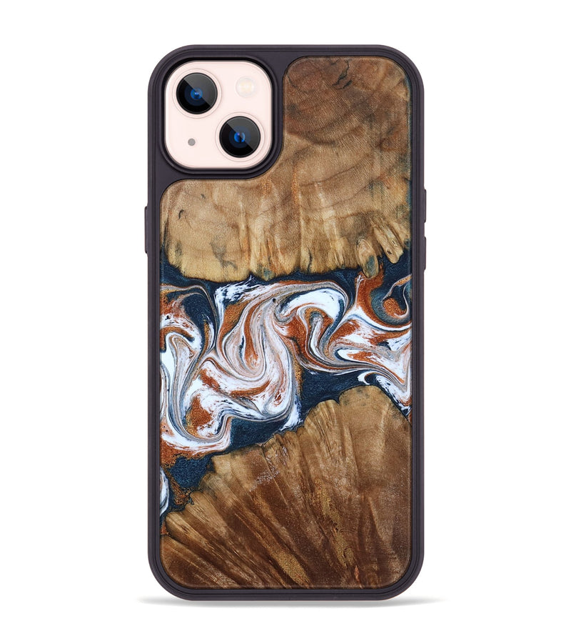 iPhone 14 Plus Wood Phone Case - Freida (Teal & Gold, 794486)