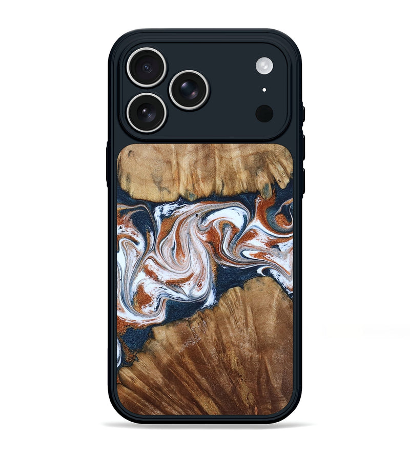 iPhone 17 Pro Max Wood Phone Case - Freida (Teal & Gold, 794486)
