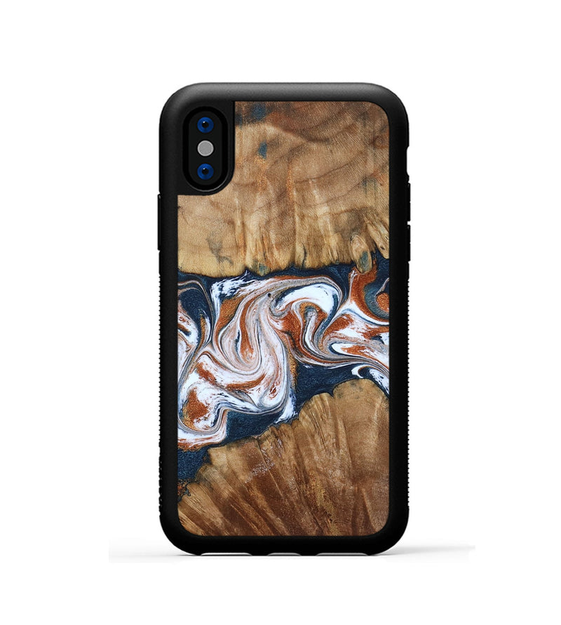 iPhone Xs Wood Phone Case - Freida (Teal & Gold, 794486)
