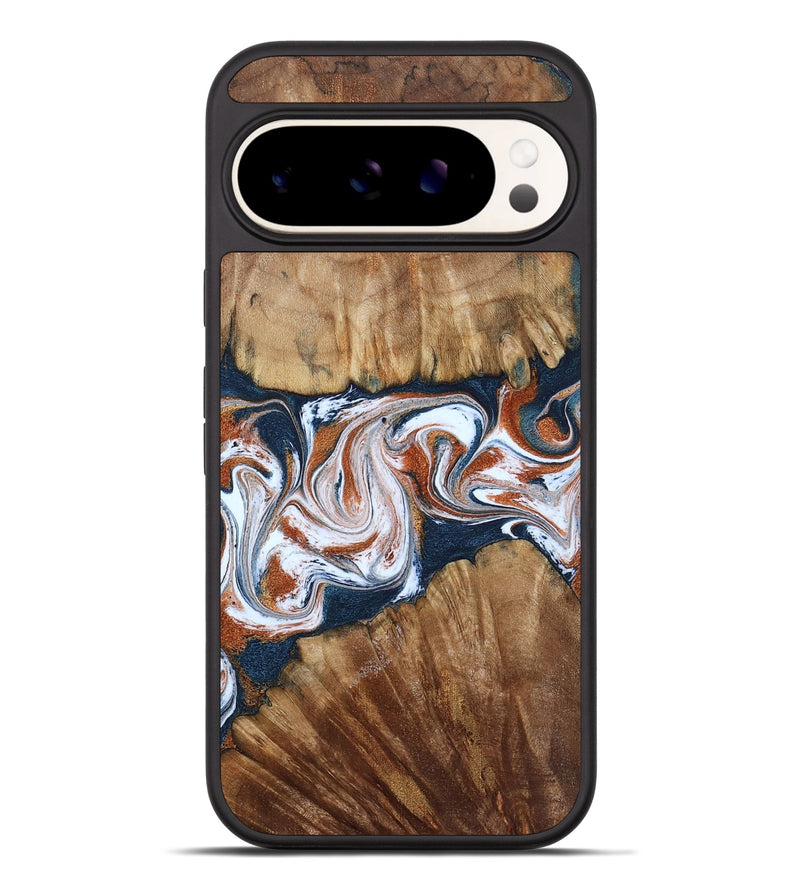 Pixel 9 Pro XL Wood Phone Case - Freida (Teal & Gold, 794486)