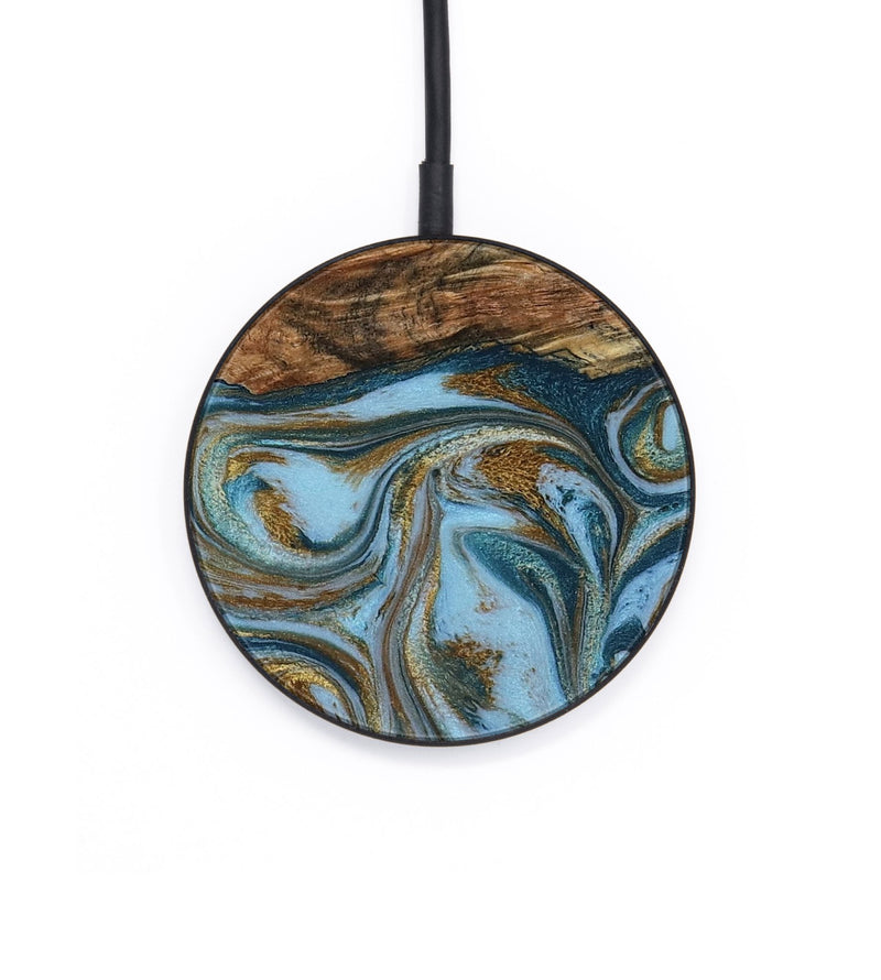 Circle Wood Wireless Charger - Coral (Teal & Gold, 794503)
