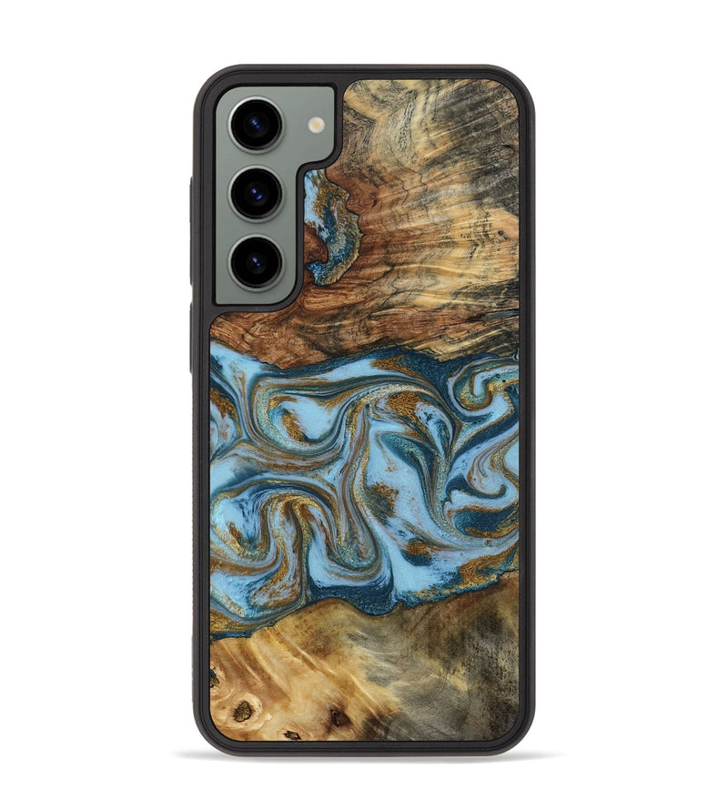 Galaxy S23 Plus Wood Phone Case - Coral (Teal & Gold, 794503)