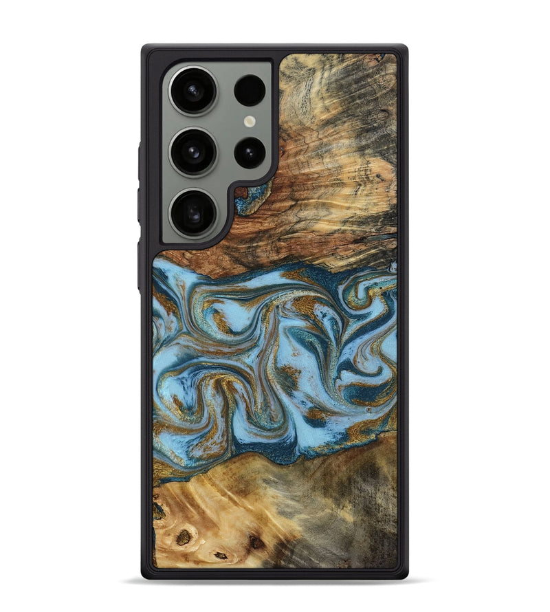 Galaxy S24 Ultra Wood Phone Case - Coral (Teal & Gold, 794503)