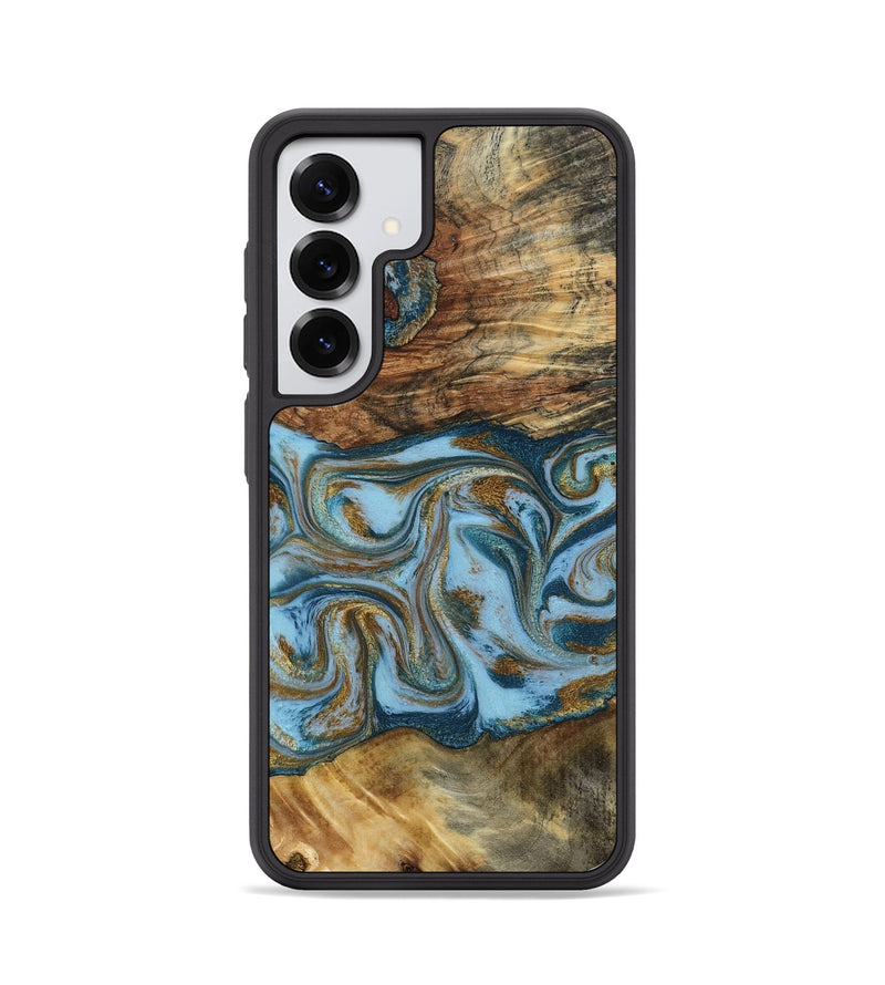 Galaxy S25 Wood Phone Case - Coral (Teal & Gold, 794503)