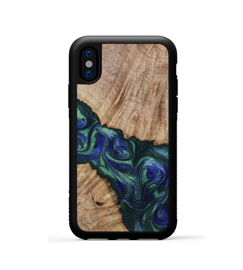 iPhone Xs Wood Phone Case - Metta (Green, 794550)