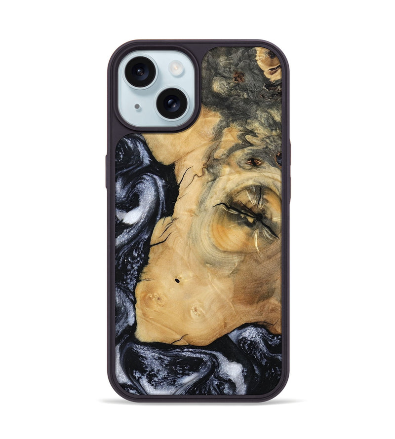 iPhone 15 Wood Phone Case - Derick (Black & White, 794568)