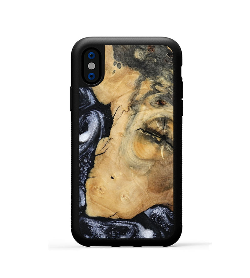 iPhone Xs Wood Phone Case - Derick (Black & White, 794568)