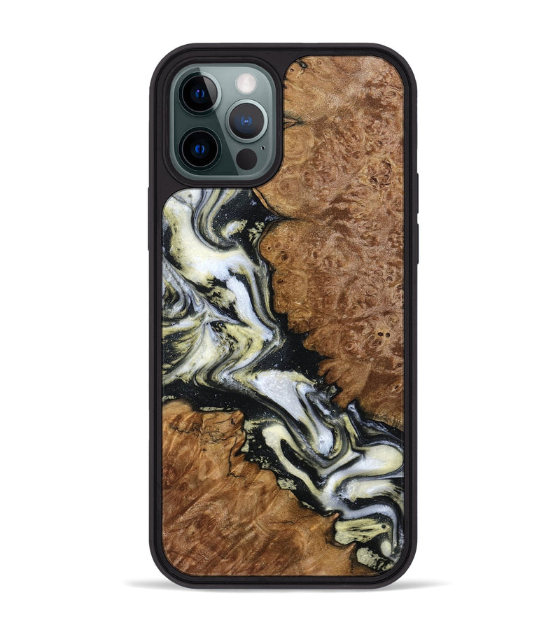 iPhone 12 Pro Max Wood Phone Case - Beatriz (Black & White, 794571)