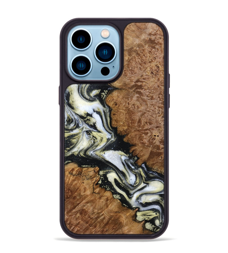 iPhone 14 Pro Max Wood Phone Case - Beatriz (Black & White, 794571)