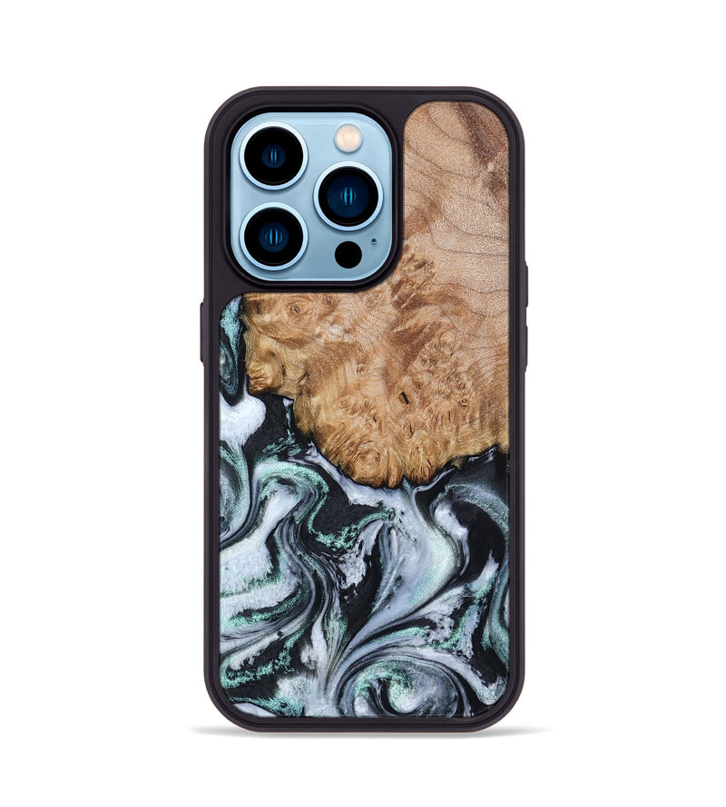 iPhone 14 Pro Wood Phone Case - Lillie (Black & White, 794573)