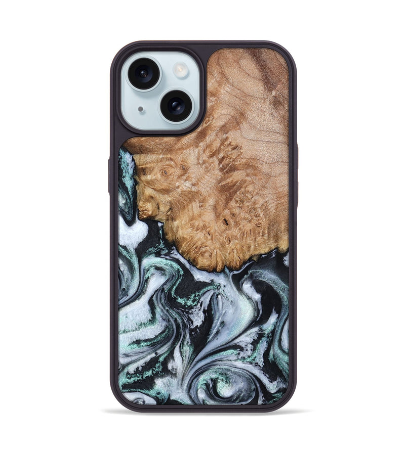 iPhone 15 Wood Phone Case - Lillie (Black & White, 794573)