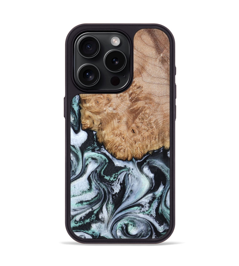 iPhone 15 Pro Wood Phone Case - Lillie (Black & White, 794573)
