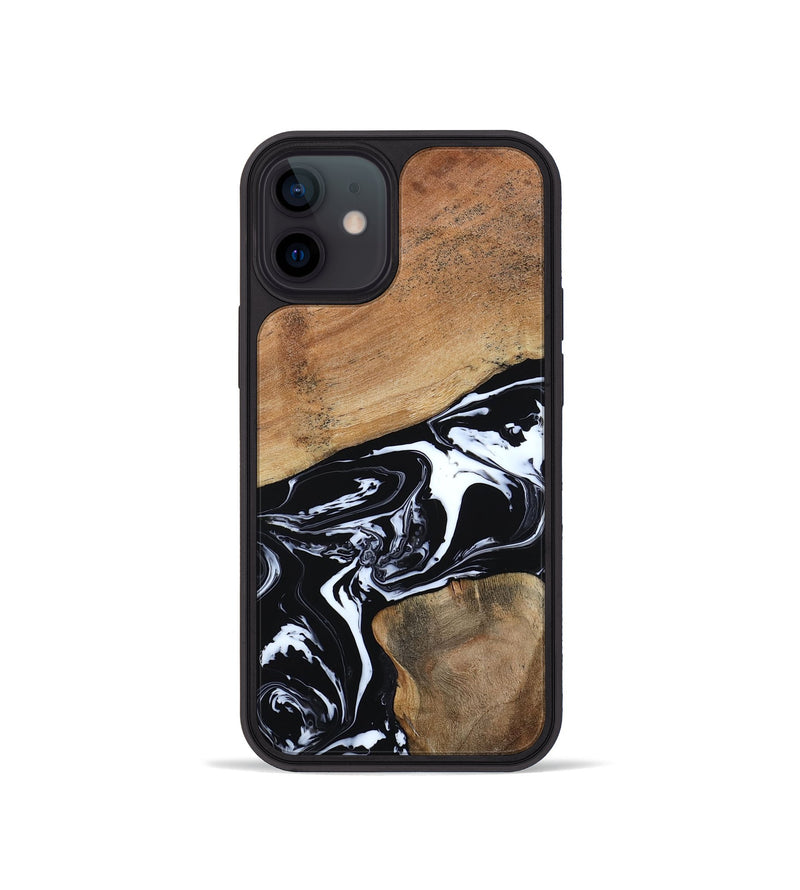 iPhone 12 mini Wood Phone Case - Astrid (Black & White, 794575)
