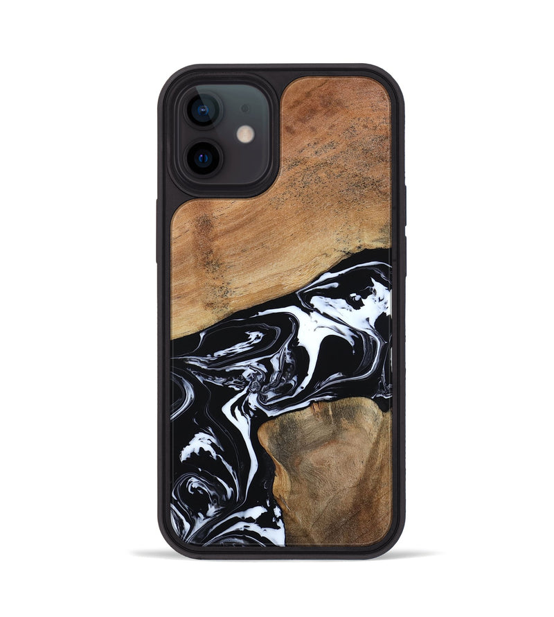 iPhone 12 Wood Phone Case - Astrid (Black & White, 794575)
