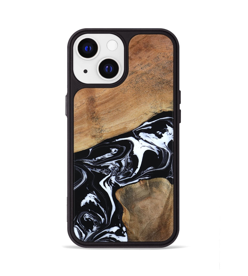 iPhone 13 Wood Phone Case - Astrid (Black & White, 794575)