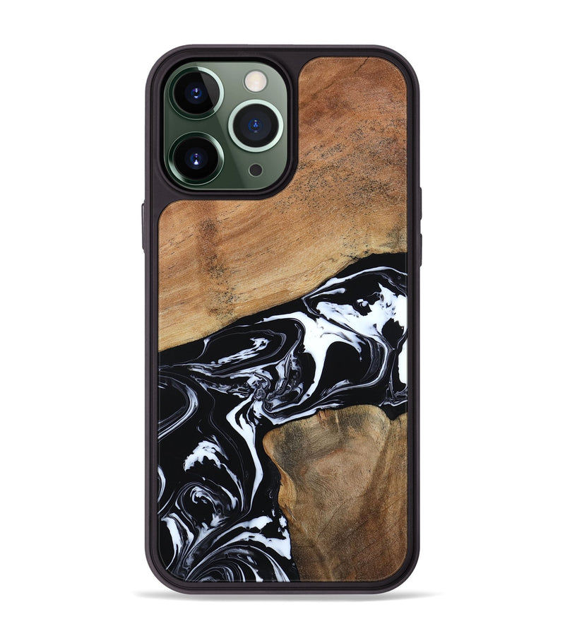 iPhone 13 Pro Max Wood Phone Case - Astrid (Black & White, 794575)
