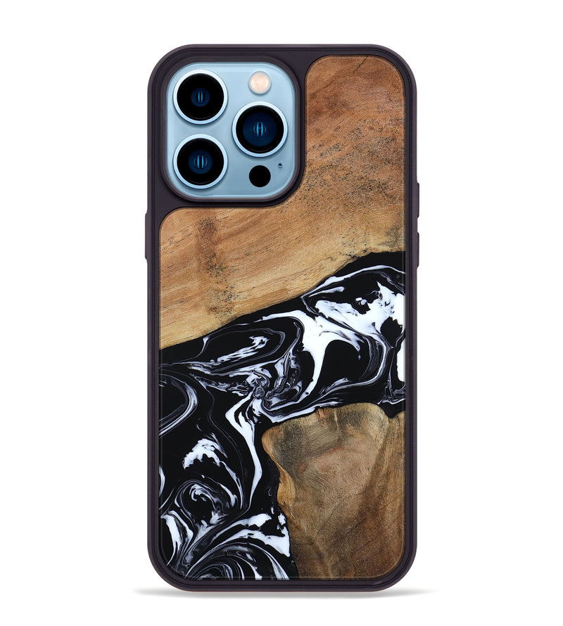 iPhone 14 Pro Max Wood Phone Case - Astrid (Black & White, 794575)