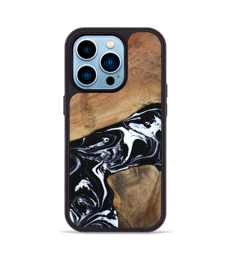 iPhone 14 Pro Wood Phone Case - Astrid (Black & White, 794575)