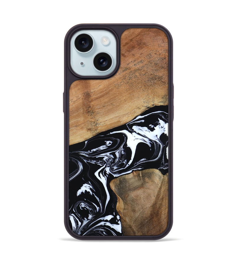 iPhone 15 Wood Phone Case - Astrid (Black & White, 794575)
