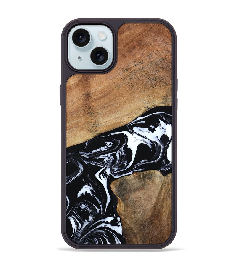 iPhone 15 Plus Wood Phone Case - Astrid (Black & White, 794575)