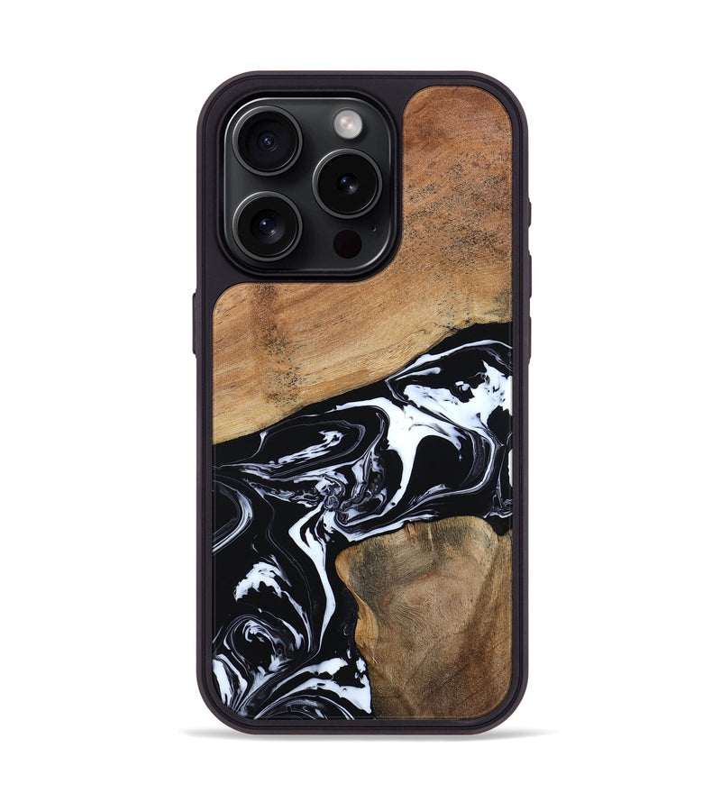 iPhone 15 Pro Wood Phone Case - Astrid (Black & White, 794575)