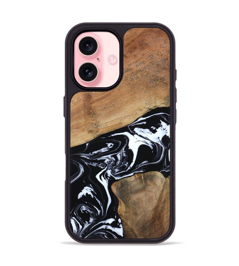 iPhone 16 Wood Phone Case - Astrid (Black & White, 794575)