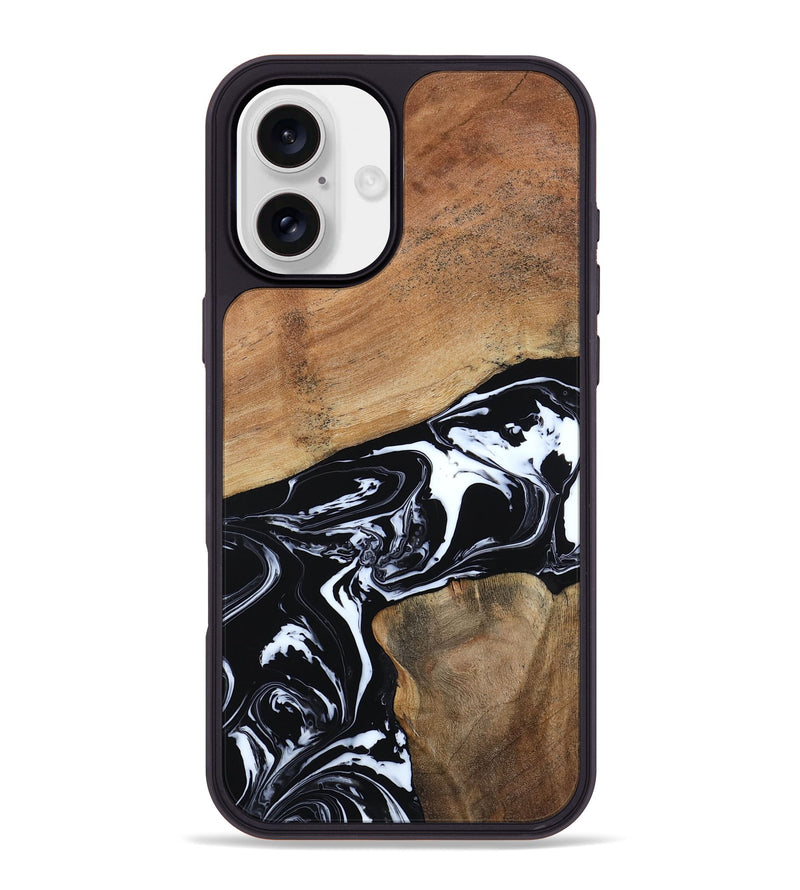iPhone 16 Plus Wood Phone Case - Astrid (Black & White, 794575)
