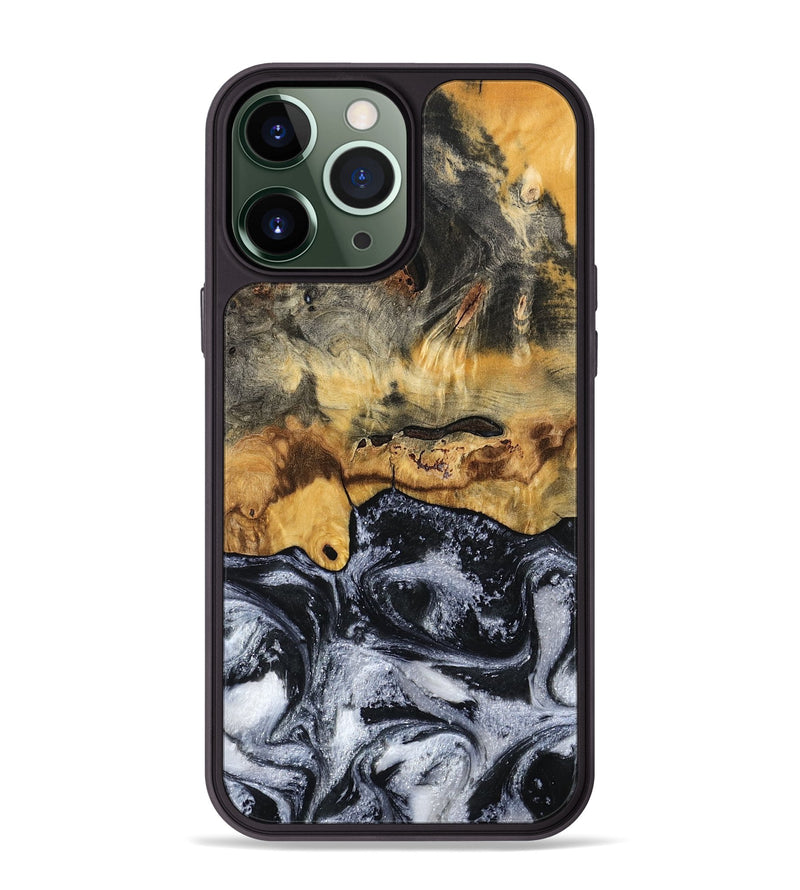 iPhone 13 Pro Max Wood Phone Case - Leta (Black & White, 794576)