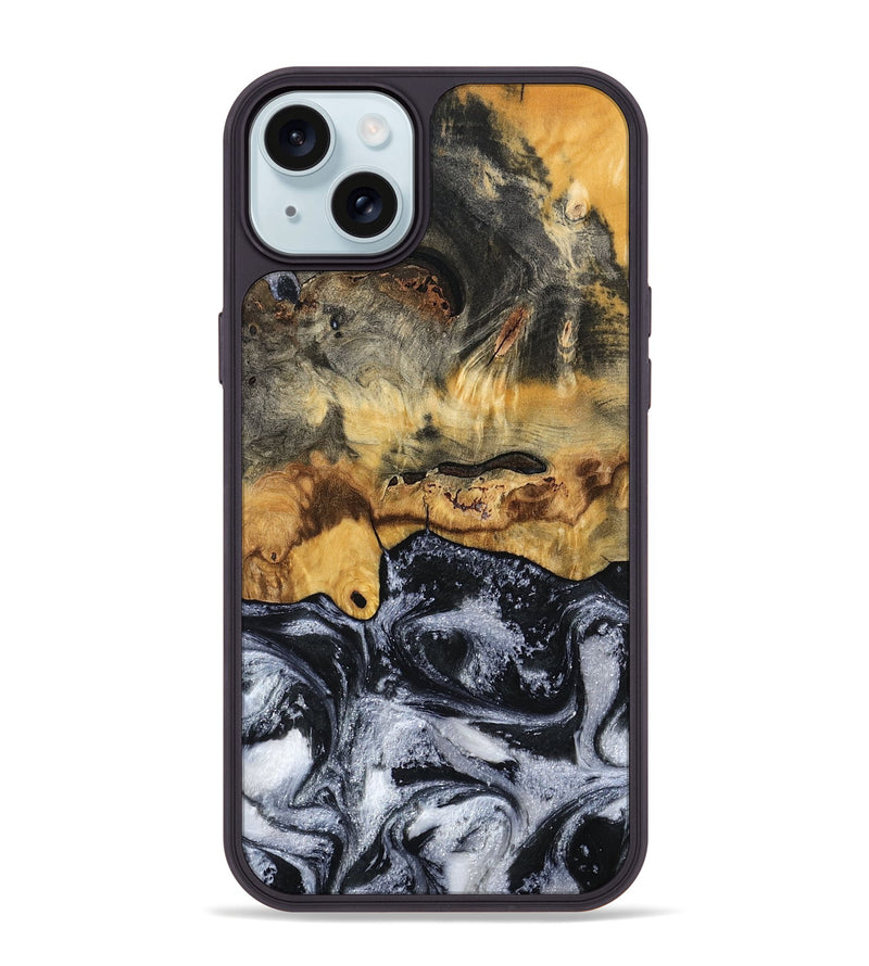iPhone 15 Plus Wood Phone Case - Leta (Black & White, 794576)