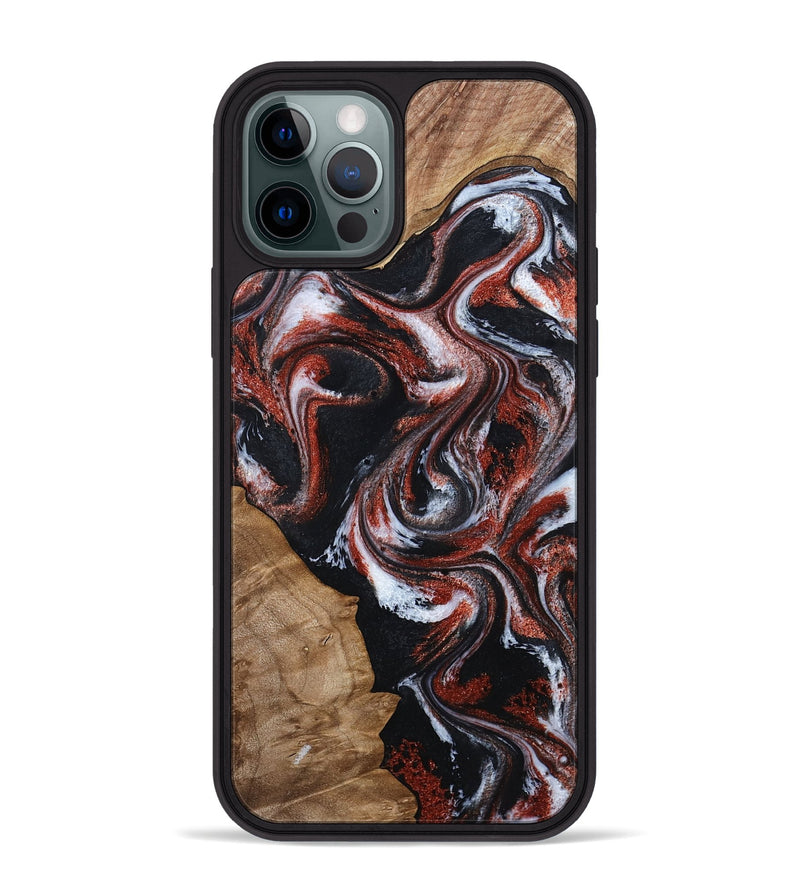 iPhone 12 Pro Max Wood Phone Case - Adalyn (Black & White, 794577)